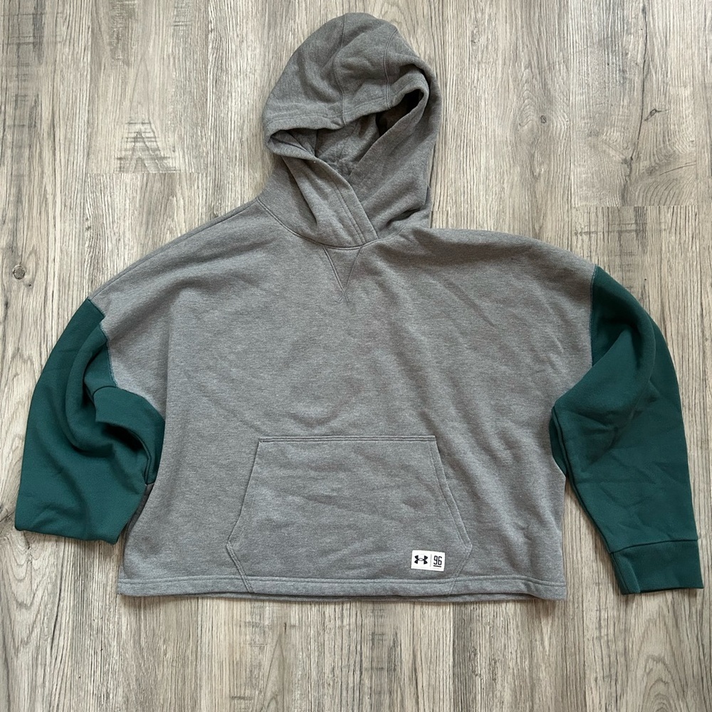 Under Armour Women's UA Playback Fleece Oversized Hoodie Green/Gray Sz XL